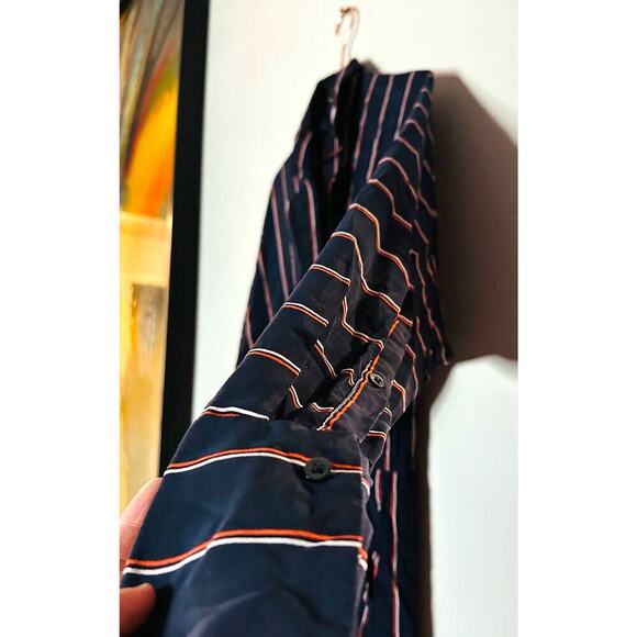 ALC Women's Black Nico Surplice Long Sleeve Striped Silk Midi Dress Size 2 - Picture 7 of 16